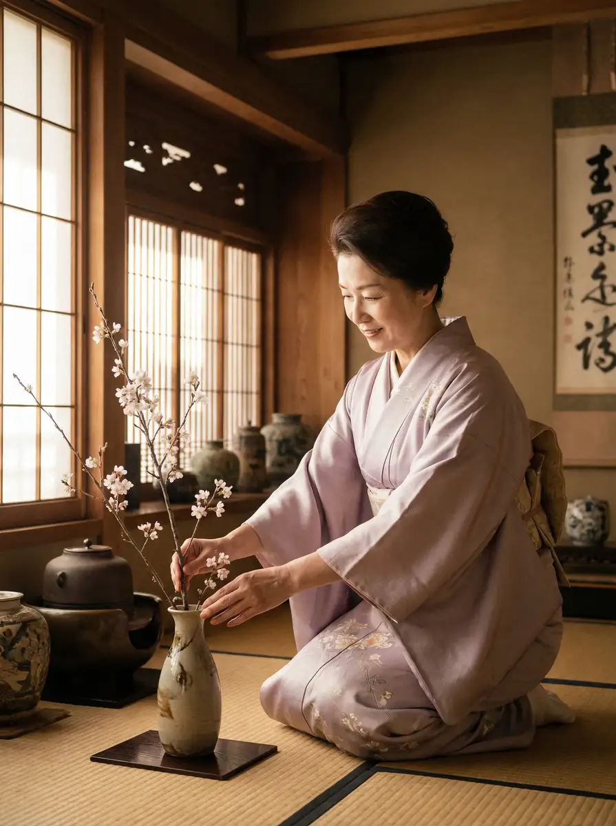 一位优雅的 【51动漫】高清资源|在线播放-51动漫官方平台 在和室中插花
