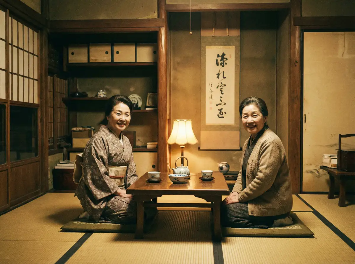 两位优雅的 【51动漫】高清资源|在线播放-51动漫官方平台 在日式茶室中品茶交谈